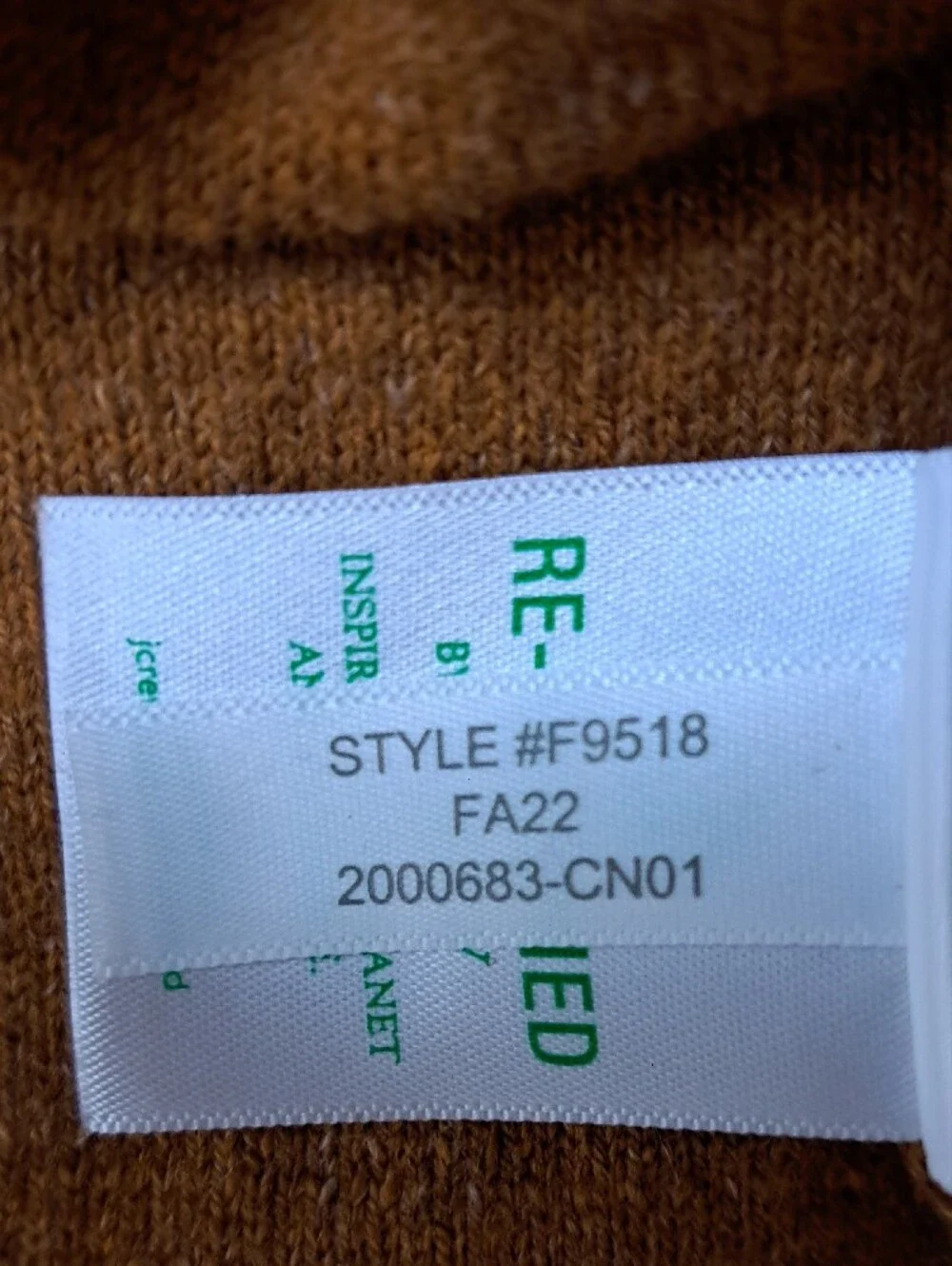 J.Crew Men's Caramel Brown 100% Cotton Raglan Crewneck Sweater Earthy Preppy L